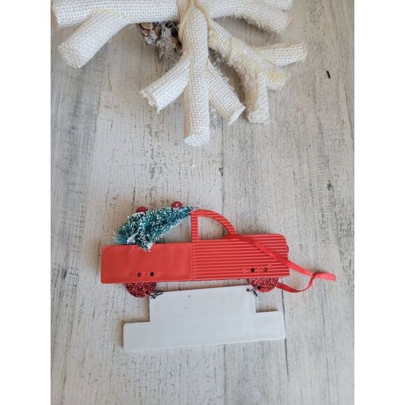 Rustic snowflake pine cone red truck tree set ornament Xmas - Picture 7 of 7